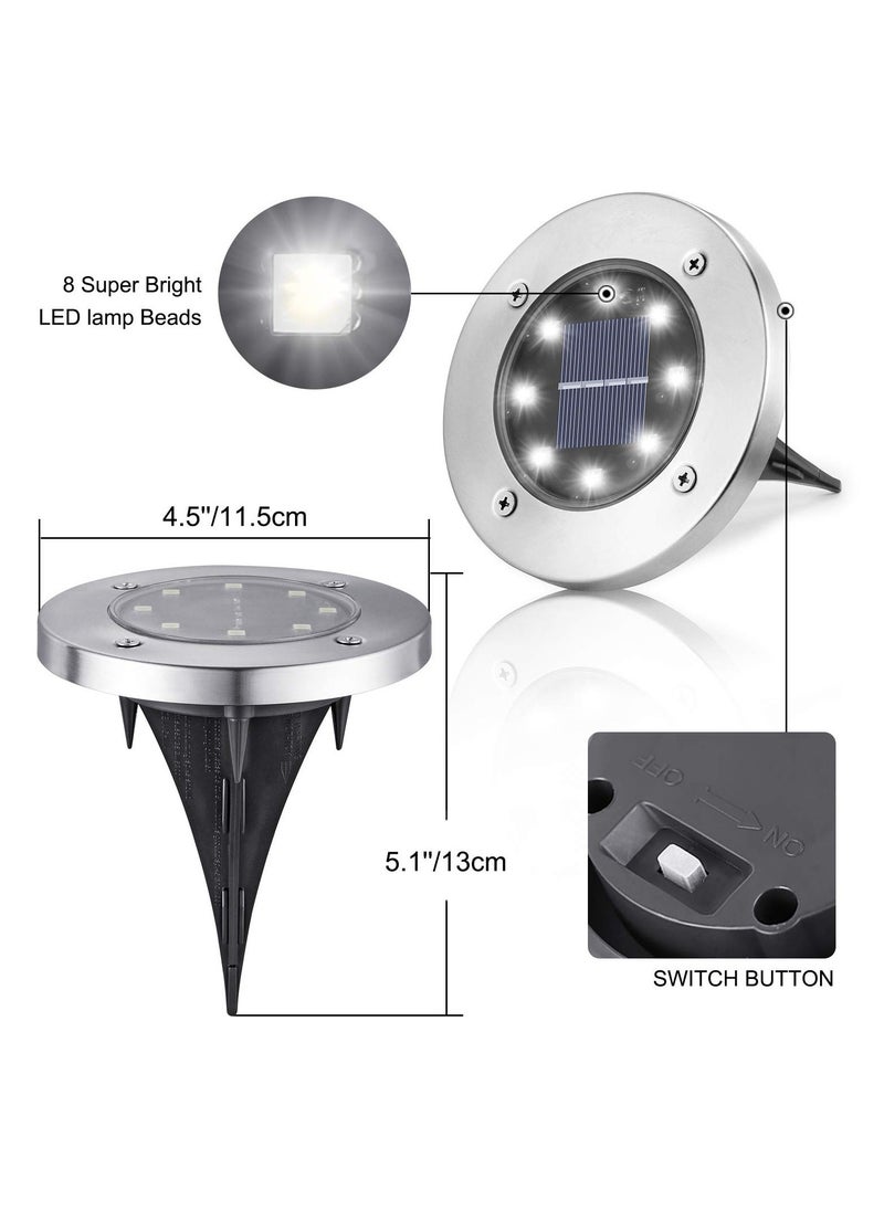 واي آند دي SYOSI 2 Pcs Solar Ground Lights, LED Disk Lights Waterproof Garden In-ground Outdoor Landscape Lighting for Lawn Yard Deck Patio Walkway (White)  - Image 4