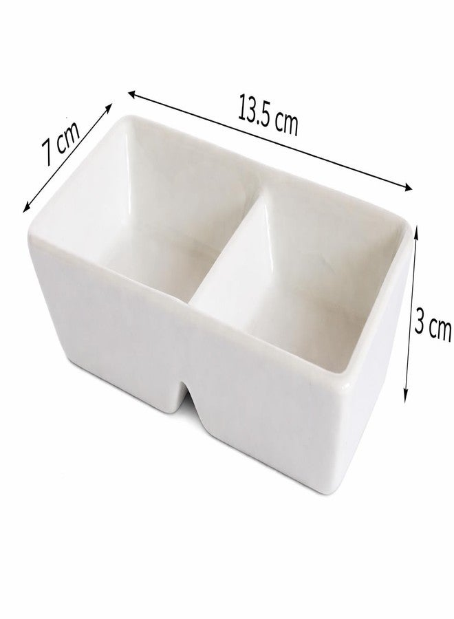 Mirakii White Porcelain Dip Sauce Bowl or Painting Tray 2 Compartment 30 ml 1 Piece for Dip Sauce, Chutney Bowl or Color Mixing Palet - Image 5