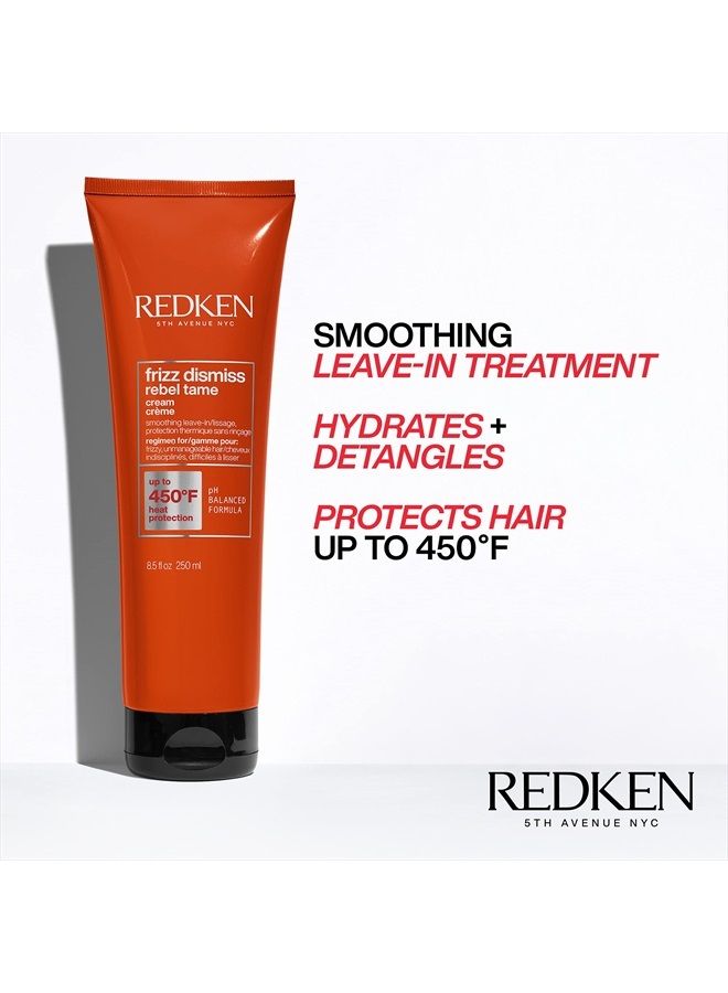 Redken Frizz Dismiss Rebel Tame Heat Protective Leave-In Cream | Hydrating Frizz Control | Anti Frizz Hair Protection | Sulfate Free | 8.5 Fl Oz, Package May Vary - Image 3