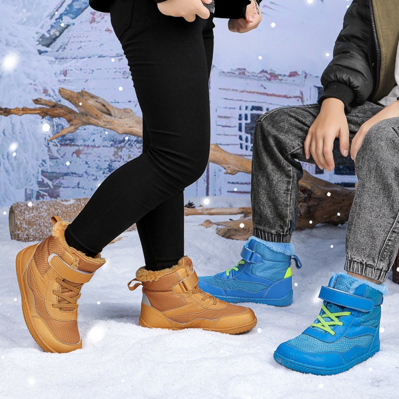 2024 Winter New Children'S High-Top Fleece-Lined Thick Wide-Head Cotton Shoes Outdoor Warm Snow Boots - Image 3