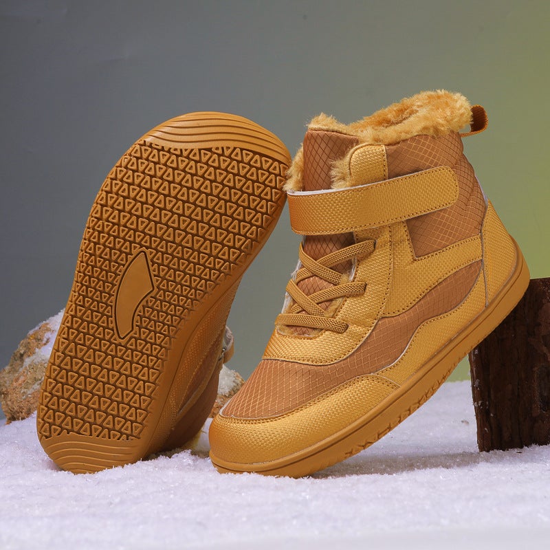 2024 Winter New Children'S High-Top Fleece-Lined Thick Wide-Head Cotton Shoes Outdoor Warm Snow Boots - Image 1