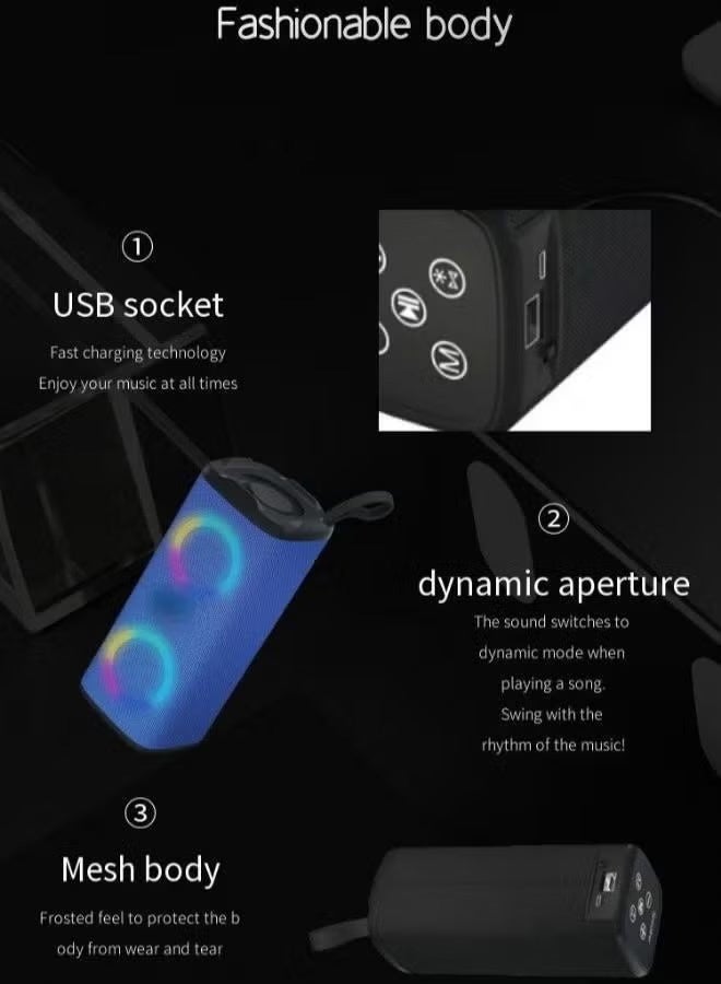 Portable Bluetooth Wireless Speaker with LED Melody with High Volume Stereo Sound Support USB Outdoor RGB Wireless Stereo Round Speaker Surround Sound for Home Party Outdoor Picnic - Image 4