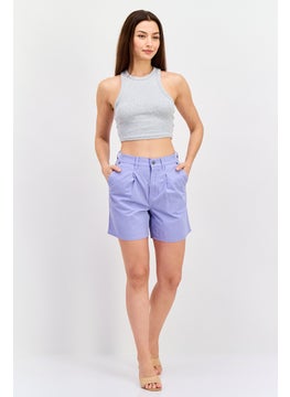 Wrangler Women Solid Basic Shorts, Purple  - Image 4