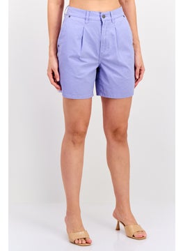 Wrangler Women Solid Basic Shorts, Purple  - Image 1