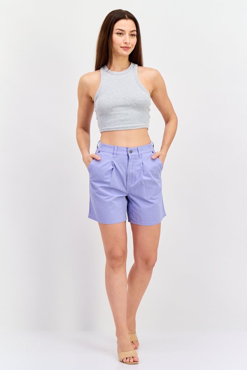 Wrangler Women Solid Basic Shorts, Purple - Image 4