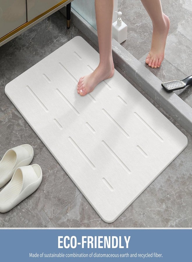 OTHWAY Large Stone Bath Mat, 32"x 20" Diatomaceous Earth Bath Mat for Bathroom Quick Drying Absorbing, Long Non-Slip Diatomite Hard Stone Shower Mat Instant Dry(White Grey) - Image 4