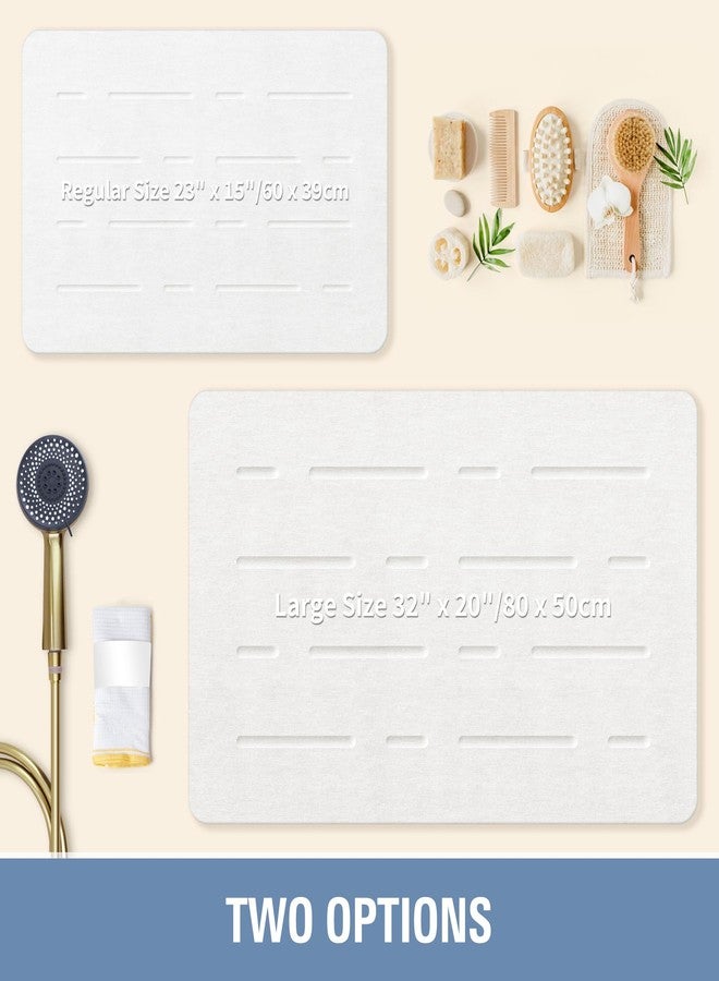 OTHWAY Large Stone Bath Mat, 32"x 20" Diatomaceous Earth Bath Mat for Bathroom Quick Drying Absorbing, Long Non-Slip Diatomite Hard Stone Shower Mat Instant Dry(White Grey) - Image 2