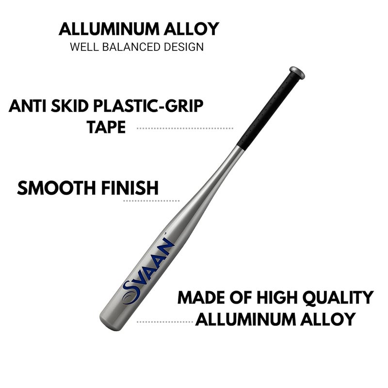 Svaan Professional Light Weight Aluminium Baseball Bat 34 inch, Aluminium Alloy 2.5" Barrel Baseball Stick for Batting Practice and Home Security | Color Grey | - Image 4