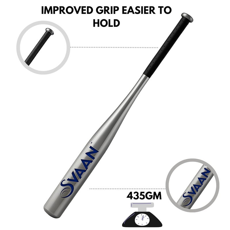 Svaan Professional Light Weight Aluminium Baseball Bat 34 inch, Aluminium Alloy 2.5" Barrel Baseball Stick for Batting Practice and Home Security | Color Grey | - Image 3