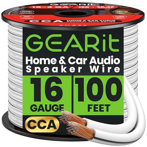 GearIT سلك مكبر الصوت 16AWG، سلك مكبر الصوت من سلسلة GearIT Pro 16 قياس (100 قدم / 30.48 متر) استخدام رائع لمكبرات الصوت في المسرح المنزلي ومكبرات الصوت في السيارة، أبيض - Image 1