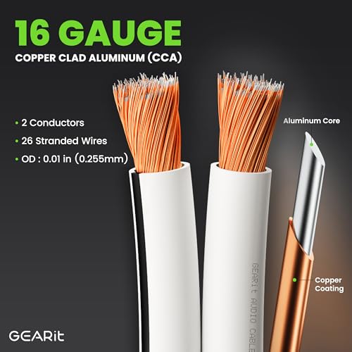 GearIT سلك مكبر الصوت 16AWG، سلك مكبر الصوت من سلسلة GearIT Pro 16 قياس (100 قدم / 30.48 متر) استخدام رائع لمكبرات الصوت في المسرح المنزلي ومكبرات الصوت في السيارة، أبيض - Image 5