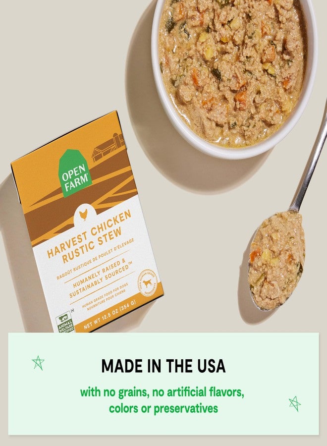 Open Farm طعام الكلاب الرطب من أوبن فارم روستيك ستيوز، خالٍ من الحبوب، كامل ومتوازن بمكونات صالحة للاستهلاك البشري، لحم وعظام من حيوانات تربى بطريقة إنسانية، وصفة دجاج هارفست، عبوات 12.5 أونصة (كرتونة من 12 عبوة) - Image 5