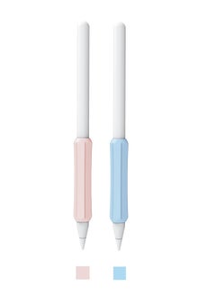 Silicone Grip Holder (2 Pack) for Apple Pencil 2nd Gen /1st Anti-Slip Skin Sleeve Compatible with Magnetic Charging and Double Tap(Pink & Light Blue)