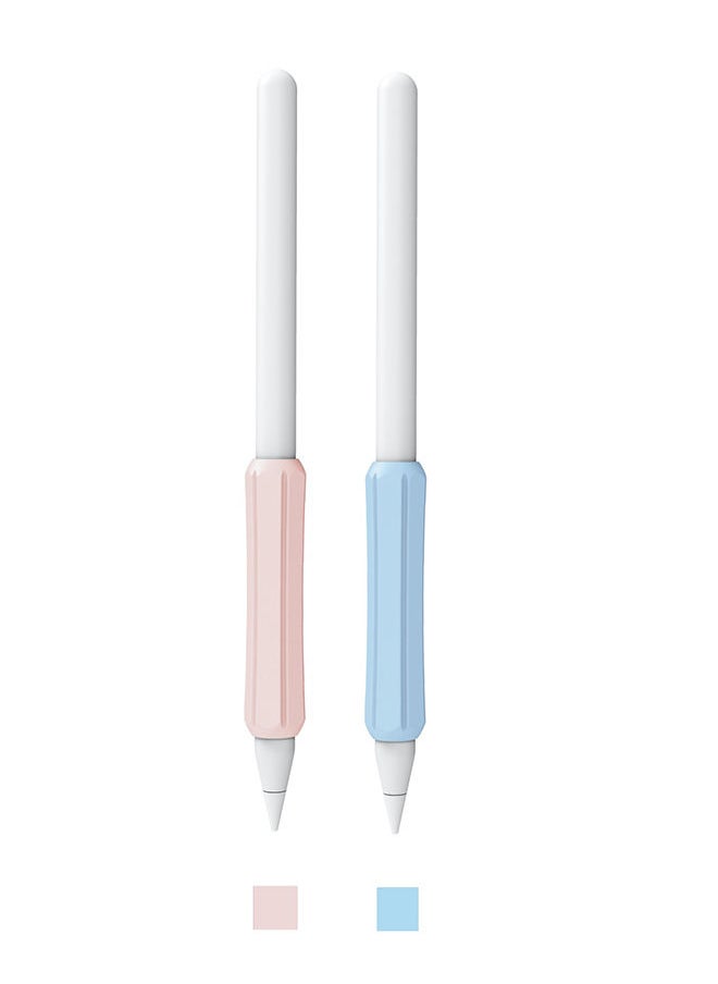 O Ozone - Silicone Grip Holder (2 Pack) for Apple Pencil 2nd Gen /1st Anti-Slip Skin Sleeve Compatible with Magnetic Charging and Double Tap(Pink & Light Blue) - Image 1