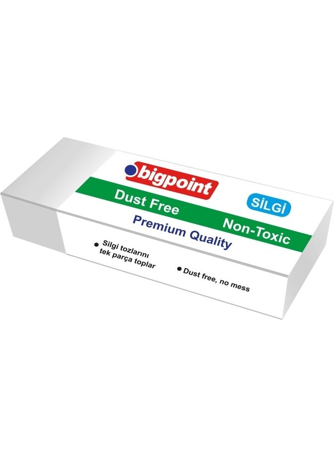 Bigpoint | Dust - Free Eraser, Single Piece Eraser That Does Not Harm Paper, White, Small 