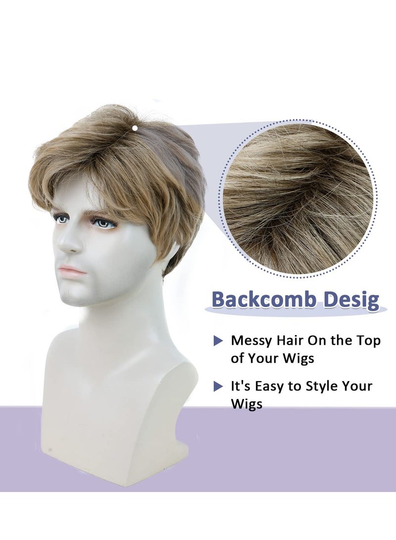 KASTWAVE Men's Short Afro Wig for 70s 80s Disco Fancy Dress - Dark Blonde Hair Accessory for Cosplay and Halloween - Image 3
