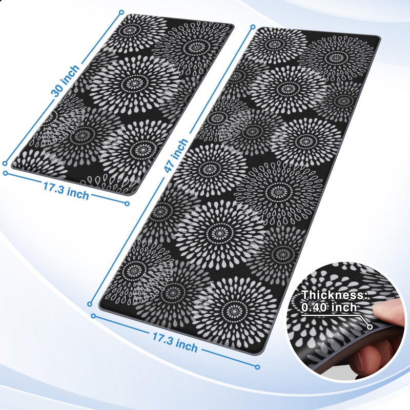LuxStep Kitchen Mat Cushioned Rugs Anti-Fatigue Mats for Kitchen Floor,Waterproof Non-Slip Mats and Rugs Set for Office,Floor,Laundry 17.3"Ã—30"+17.3"Ã—47",Black - Image 2