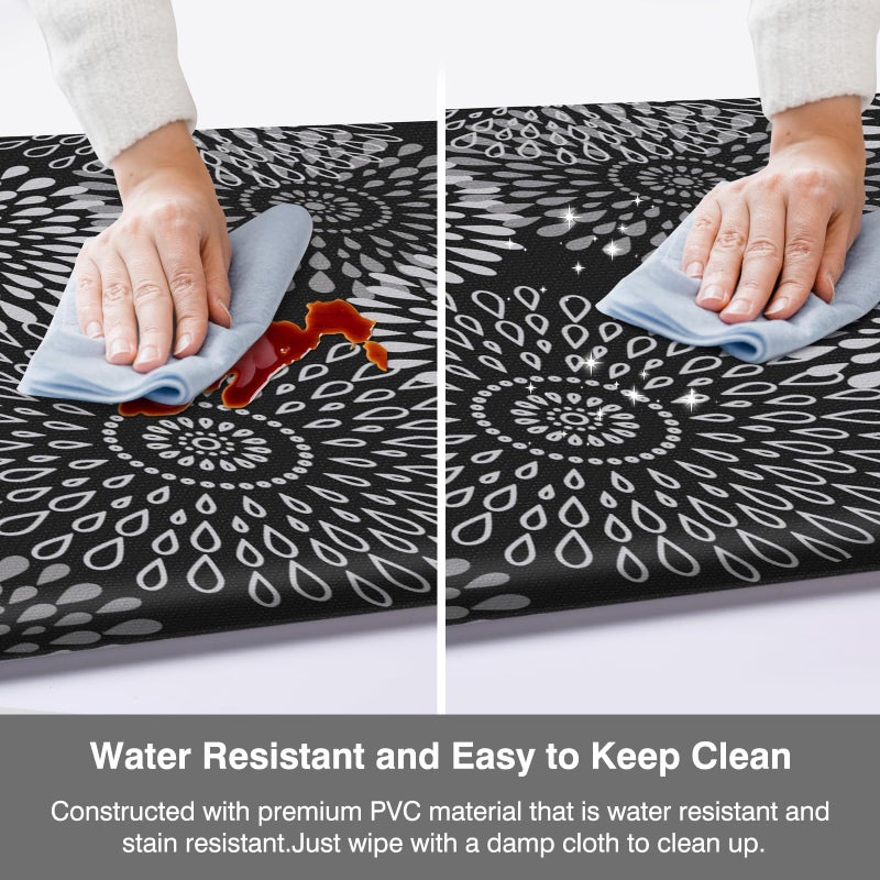 LuxStep Kitchen Mat Cushioned Rugs Anti-Fatigue Mats for Kitchen Floor,Waterproof Non-Slip Mats and Rugs Set for Office,Floor,Laundry 17.3"Ã—30"+17.3"Ã—47",Black - Image 5