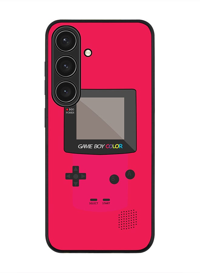 Stylizedd Rugged Black edge case for Samsung Galaxy S24, Slim fit Soft Case Flexible Rubber Edges Anti Drop TPU Gel Thin Cover- Gameboy Color-Pink - Image 1
