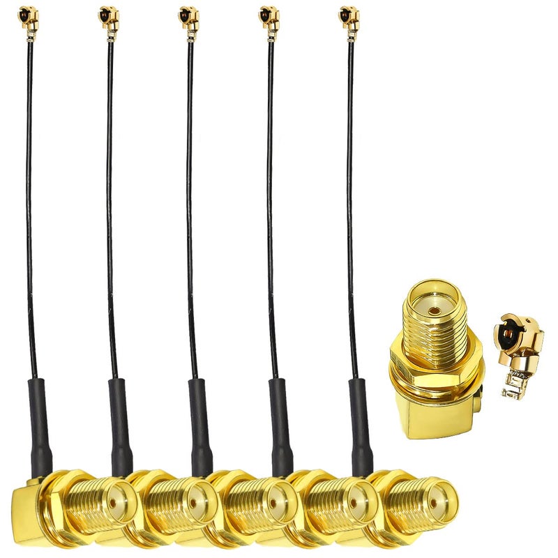 TUOLNK SMA to IPX Coax Cable 6inch(15cm) SMA Female Right Angle to UFL MHF1 Antenna Coaxial Cable 5pcs 1.13mm MHF1 for Antenna Bluetooth Module - Image 1