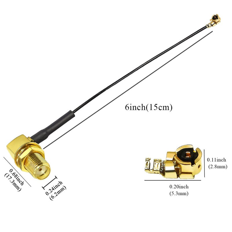 TUOLNK SMA to IPX Coax Cable 6inch(15cm) SMA Female Right Angle to UFL MHF1 Antenna Coaxial Cable 5pcs 1.13mm MHF1 for Antenna Bluetooth Module - Image 2