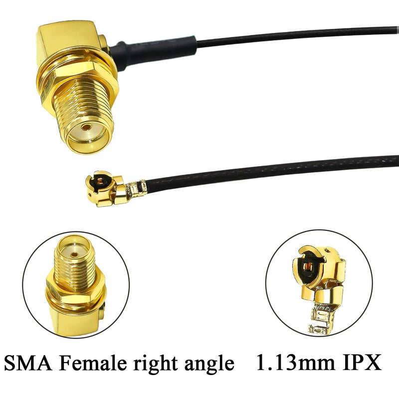 TUOLNK SMA to IPX Coax Cable 6inch(15cm) SMA Female Right Angle to UFL MHF1 Antenna Coaxial Cable 5pcs 1.13mm MHF1 for Antenna Bluetooth Module - Image 3