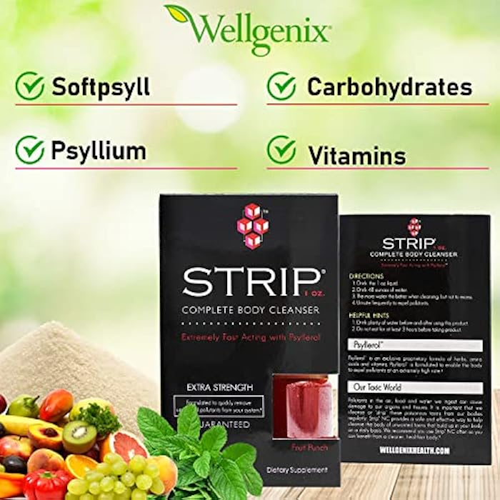 Wellgenix Strip Natural Detox Cleanser Fruit Punch Concentrated Extra Strength 1oz (2 Pack) - Image 2