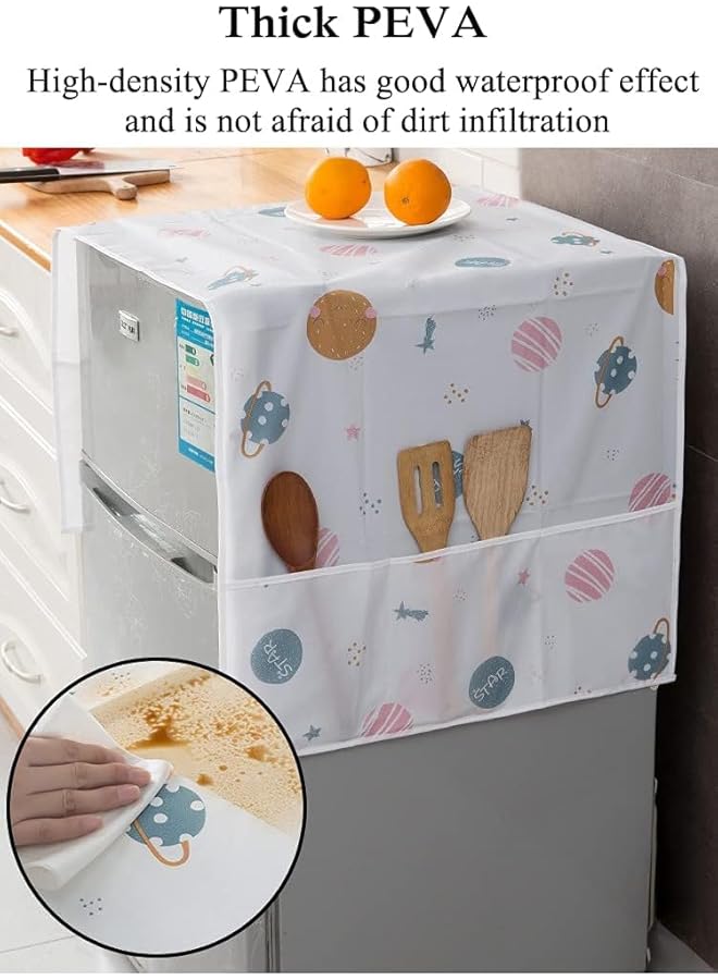 erorex Refrigerator Dust Proof Cover Refrigerator Cover Eva Plastic Lightweight Washable Side Pocket Design Dustproof Waterproof Suitable For Refrigerators Microwaves Ovens Etc Random Style - Image 3