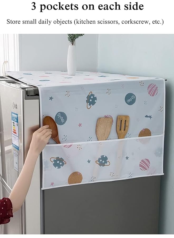 erorex Refrigerator Dust Proof Cover Refrigerator Cover Eva Plastic Lightweight Washable Side Pocket Design Dustproof Waterproof Suitable For Refrigerators Microwaves Ovens Etc Random Style - Image 2