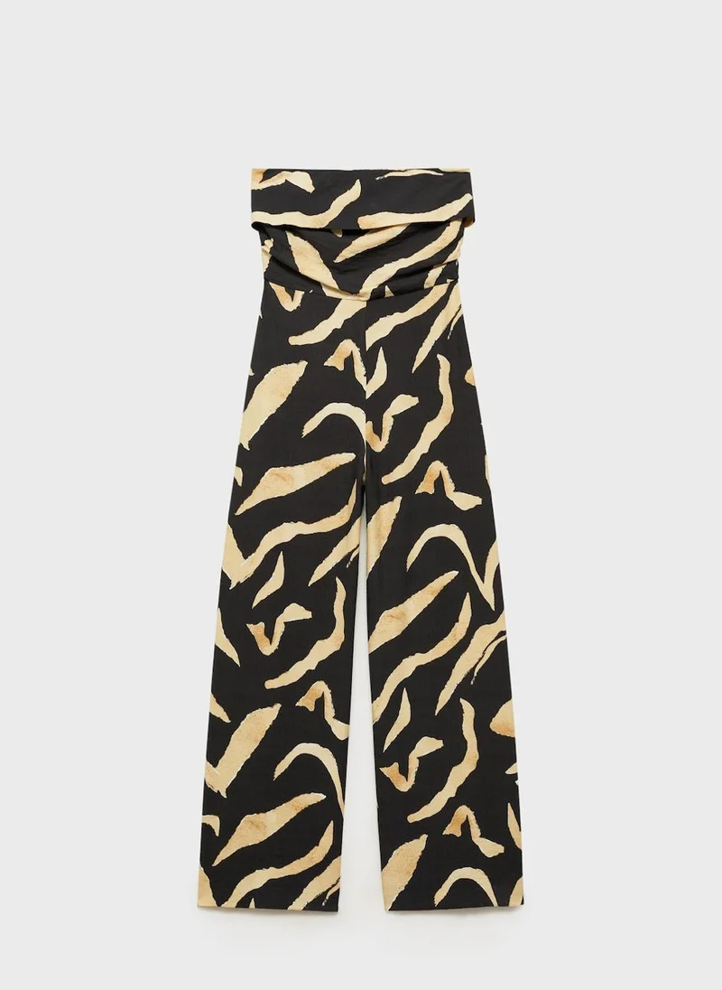 MANGO Printed Strapless Jumpsuit