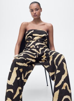 MANGO Printed Strapless Jumpsuit  - Image 4