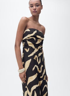 MANGO Printed Strapless Jumpsuit  - Image 3
