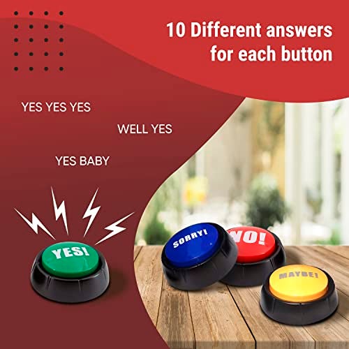 Granatan Yes No Button & Maybe Sorry Button, Answer Buzzers Set of 4 Buzzers for Game Show, Sound Button, Gag Gifts - Image 3