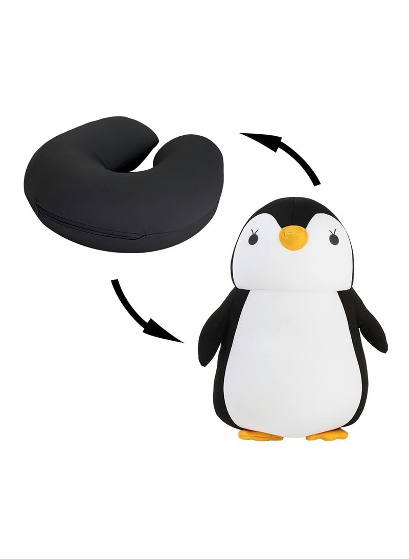 SOLARAE U-Shaped Pillow Cartoon Deformation Pillow Penguin Dual-Purpose Pillow Neck Pillow Ideal for Home Travel Office Use - Image 1