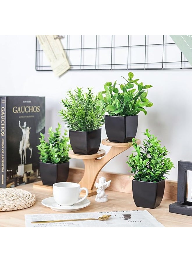 6 Pack Small Fake Plants Artificial Potted Plants in Black Pot for Home Office Farmhouse Bathroom Shelf Decor Indoor - Image 3
