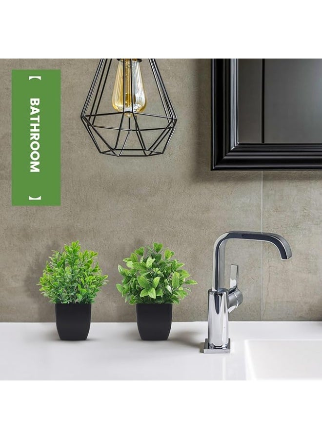 6 Pack Small Fake Plants Artificial Potted Plants in Black Pot for Home Office Farmhouse Bathroom Shelf Decor Indoor - Image 2