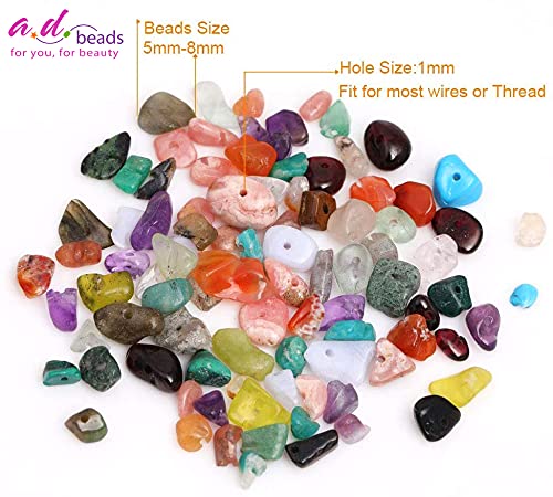 AD Beads Natural Chips Nuggets 5-10mm Freeform Tumbled Irregular Gemstone Beads 34" or 15 Mixed Color Loose Chips Box Set (Mix Box Set) - Image 5