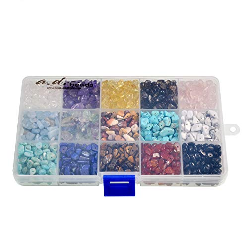 AD Beads Natural Chips Nuggets 5-10mm Freeform Tumbled Irregular Gemstone Beads 34" or 15 Mixed Color Loose Chips Box Set (Mix Box Set) - Image 2