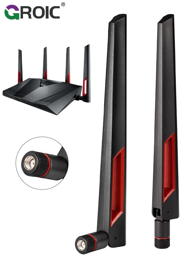 GROIC - 2 حزمة هوائي واي فاي مزدوج النطاق 2.4 جيجا هرتز 5 جيجا هرتز 5.8 جيجا هرتز SMA WiFi هوائي للكمبيوتر المكتبي اللوحة الأم PCI PCIe WiFi Bluetooth بطاقة شبكة لاسلكية راوتر - Image 1