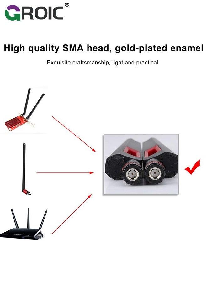 GROIC - 2 حزمة هوائي واي فاي مزدوج النطاق 2.4 جيجا هرتز 5 جيجا هرتز 5.8 جيجا هرتز SMA WiFi هوائي للكمبيوتر المكتبي اللوحة الأم PCI PCIe WiFi Bluetooth بطاقة شبكة لاسلكية راوتر - Image 1