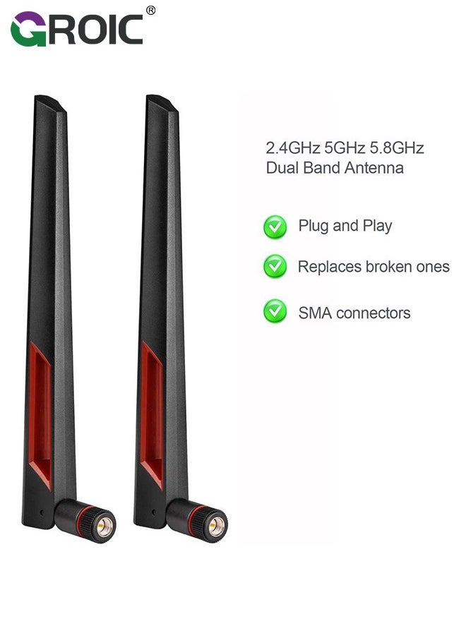 GROIC - 2 حزمة هوائي واي فاي مزدوج النطاق 2.4 جيجا هرتز 5 جيجا هرتز 5.8 جيجا هرتز SMA WiFi هوائي للكمبيوتر المكتبي اللوحة الأم PCI PCIe WiFi Bluetooth بطاقة شبكة لاسلكية راوتر - Image 1