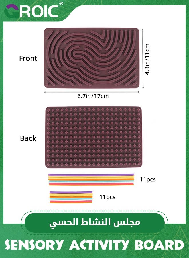 GROIC Double-Sided Sensory Activity Board, Silicone Fidget Toy for Stress Relief, ADHD and Autism, Montessori Interactive Toys Educational Learning Toys  for Kids & Adults with 22 Strings (Red)  - Image 2