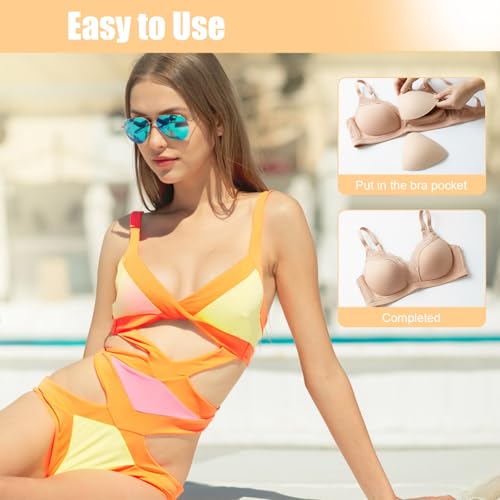 Opvixi 6 Pairs Bra Pads Inserts, A/B Sports Bra Pads Inserts, Beige Bra Cups Inserts, Removable Breast Enhancers for Women - Image 4