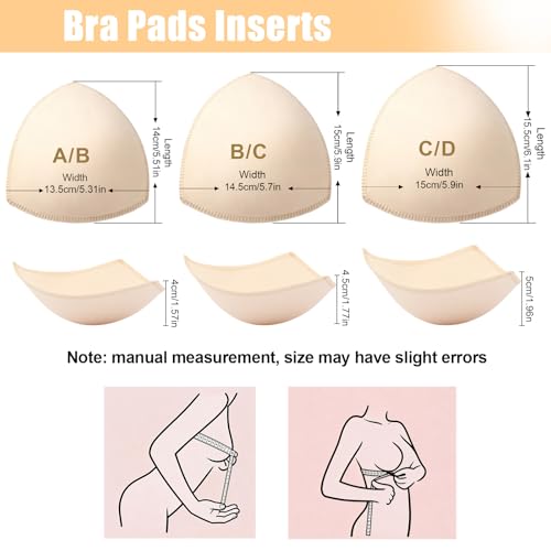 Opvixi 6 Pairs Bra Pads Inserts, A/B Sports Bra Pads Inserts, Beige Bra Cups Inserts, Removable Breast Enhancers for Women - Image 2