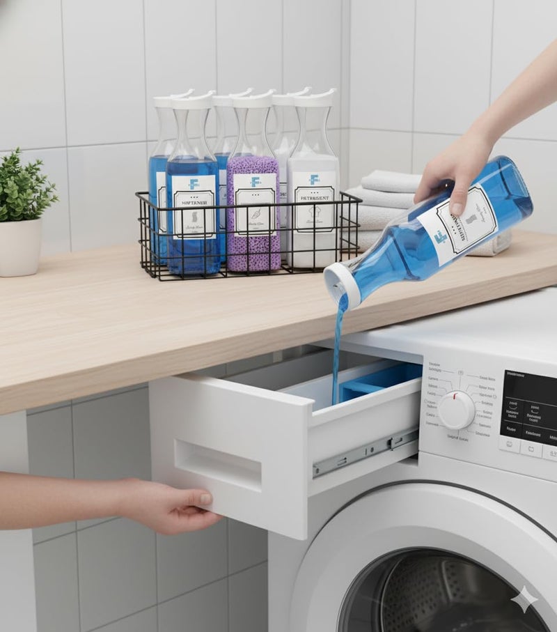 Fanade Laundry Detergent Dispenser,53oz Fabric Softener Dispenser,Plastic Liquid Laundry Container, Pet Plastic Juice Bottles + Free Roller Lint + Free 3 Extra labels - Image 3