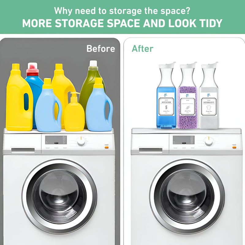 Fanade Laundry Detergent Dispenser,53oz Fabric Softener Dispenser,Plastic Liquid Laundry Container, Pet Plastic Juice Bottles + Free Roller Lint + Free 3 Extra labels - Image 2