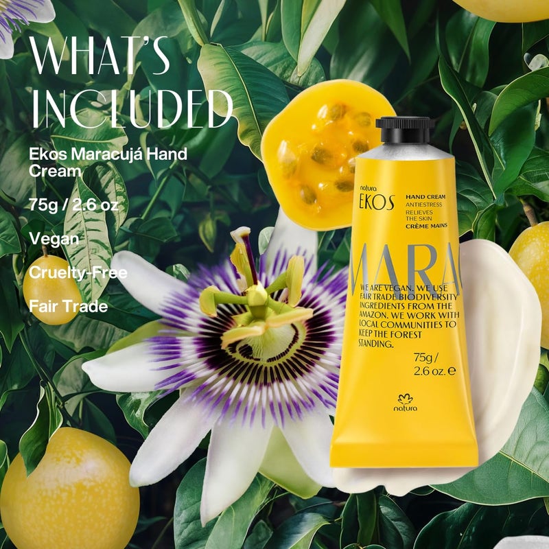Natura - Passion Fruit Hand Cream - Calming Balm - Fast Absorption - 24-Hour Deep Hydration Skin Moisturizer - Vegan Skin Care - Brazilian Beauty Secrets - Self Care & Body Care - 2.6oz (75g) - Image 3