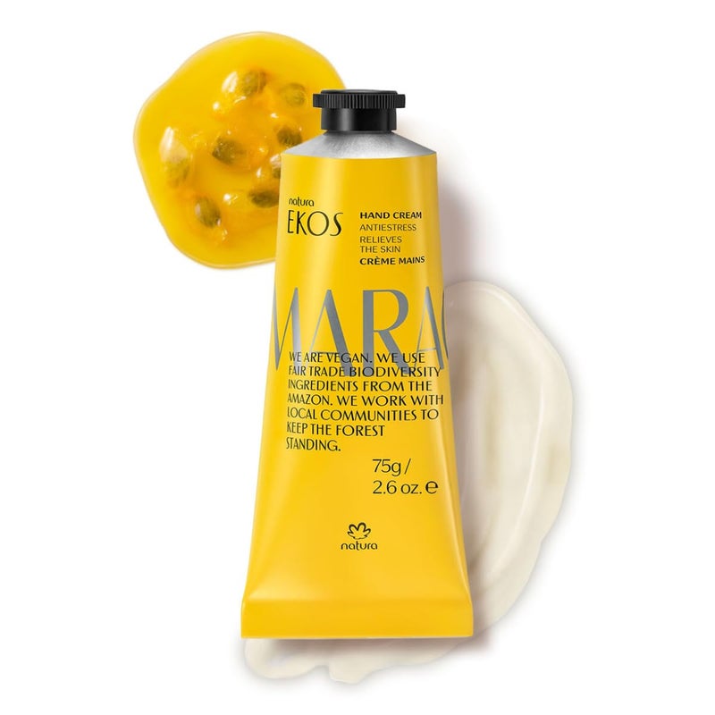 Natura - Passion Fruit Hand Cream - Calming Balm - Fast Absorption - 24-Hour Deep Hydration Skin Moisturizer - Vegan Skin Care - Brazilian Beauty Secrets - Self Care & Body Care - 2.6oz (75g) - Image 1