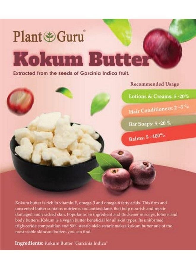 Plant Guru Raw Kokum Butter 16 Oz. / 1 Lb. 100% Pure Natural Great For Skin Body And Hair Moisturizer Diy Creams Balms Lotions And Soap Making. (Hdpe Food Grade Jar)  - Image 4