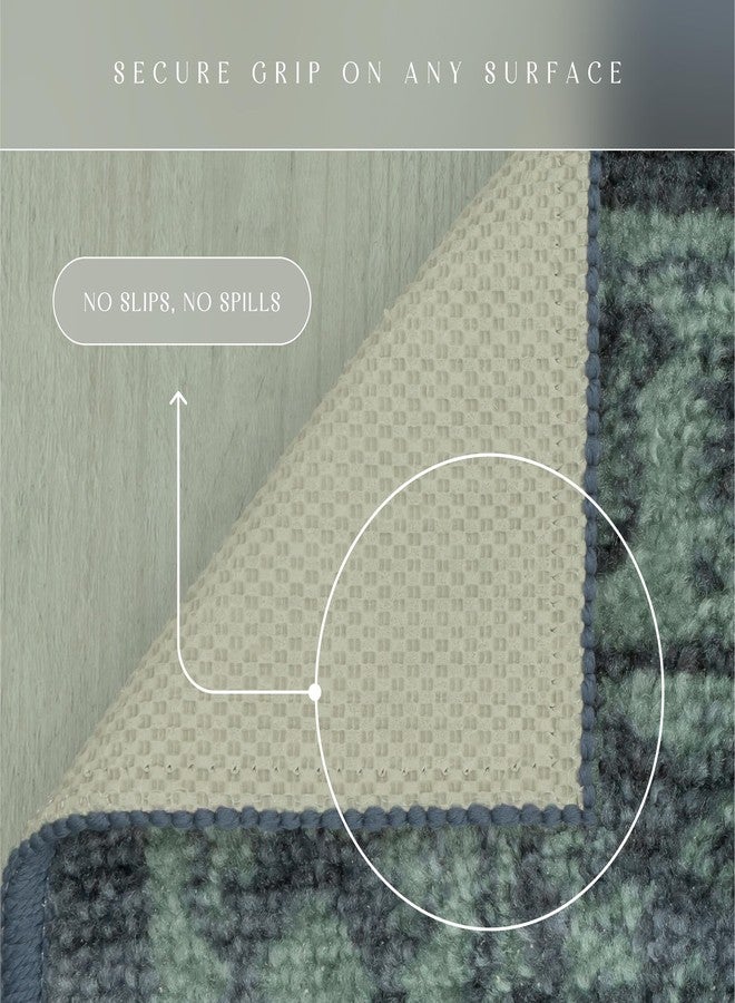 مابلز راغز سجادة جورجينا التقليدية من مابلز روجز - صنع في الولايات المتحدة الأمريكية - سجادة داخلية قابلة للغسل وغير قابلة للانزلاق للممرات والمطابخ وغرف الغسيل، مقاس 1.8 × 5 قدم، لون أزرق داكن/أخضر - Image 5